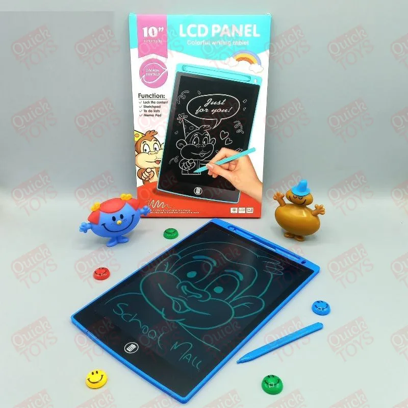 سبورة كتابة إلكترونية للأطفال، شاشة LCD، مع قلم، زر مسح سريع، أزرق، 10 بوصة، لعمر 3 سنوات فأكثر - Image 2