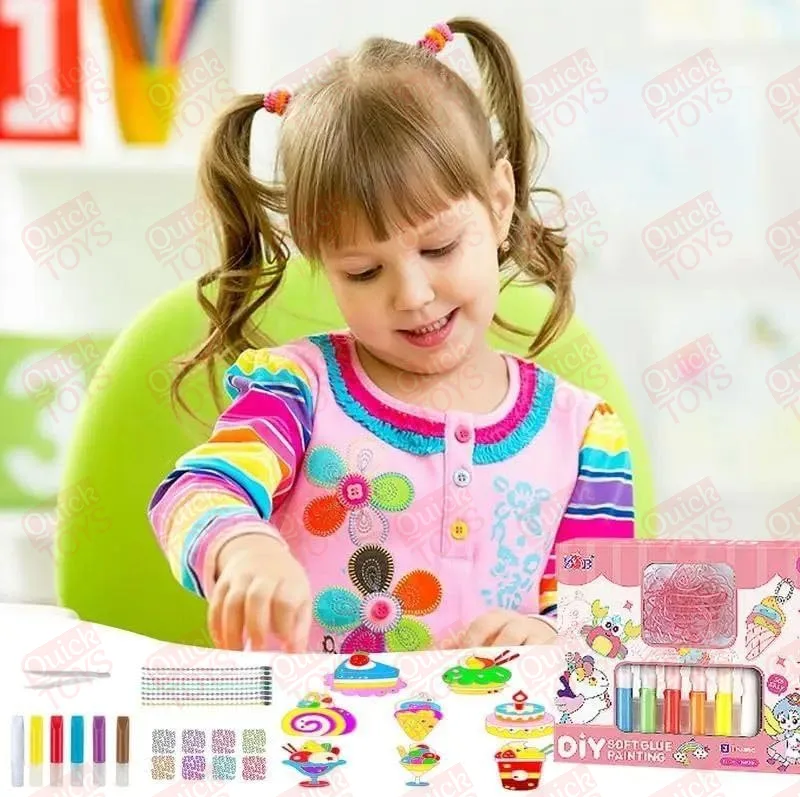 طقم رسم جل للأطفال، ألوان متعددة، لصنع ميداليات وأساور، مع قوالب تشكيل، وردي، لعمر 3 سنوات فأكثر - Image 3