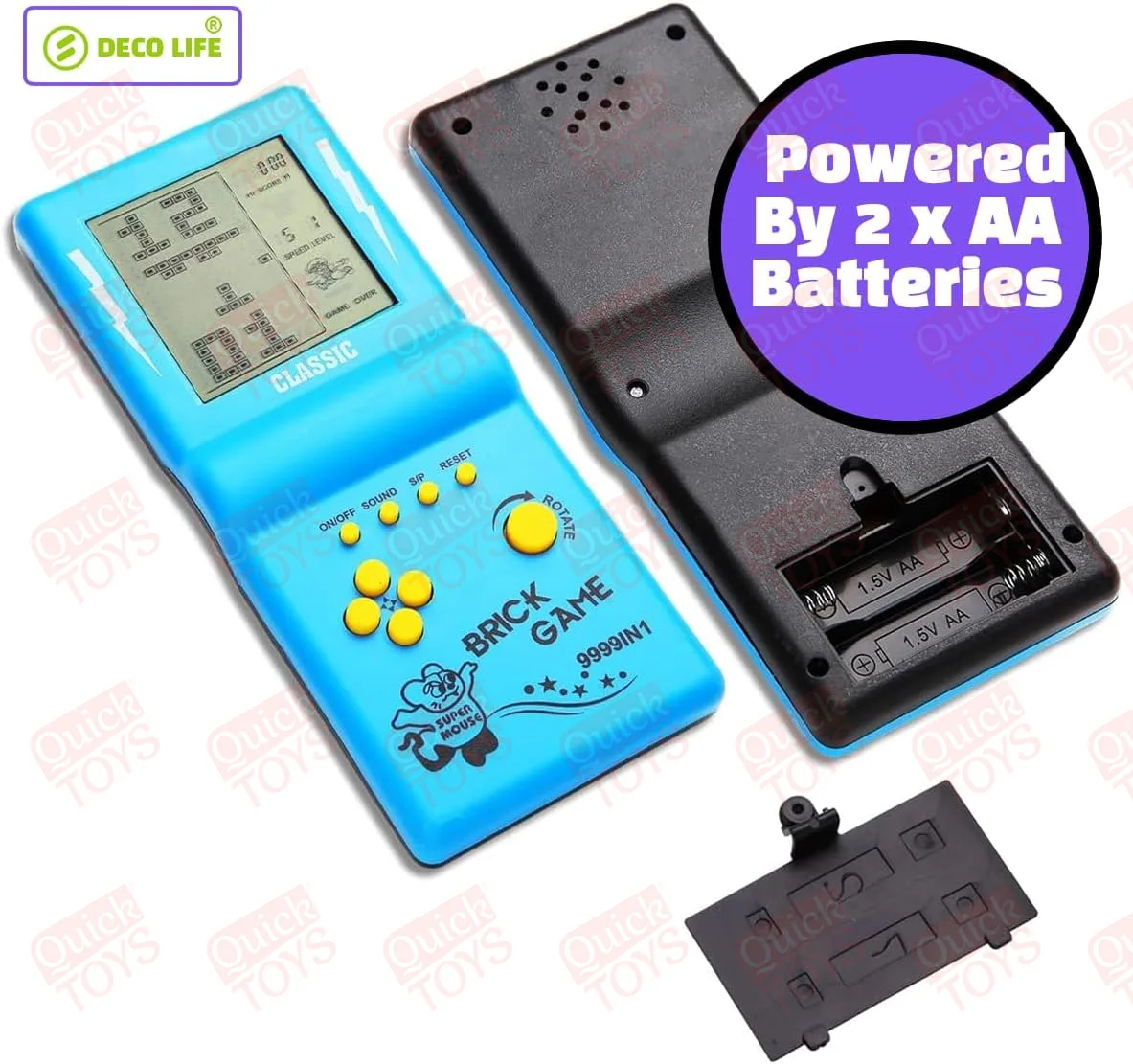 لعبة أتاري محمولة، شاشة LCD، أزرار تحكم، تعمل ببطاريتين AA، أزرق، لعمر 6 سنوات فأكثر - الصورة 2