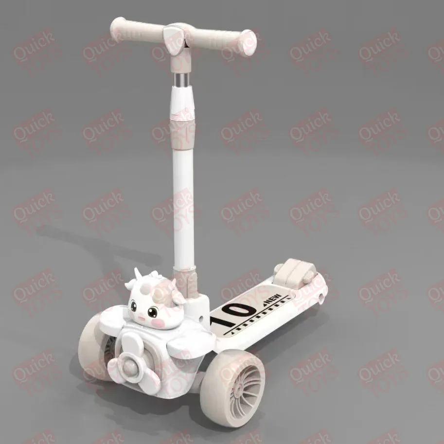 اسكوتر أطفال، 3 عجلات، بمقود قابل للتعديل، بتصميم كرتوني، أصفر، لعمر 3-6 سنوات - Image 4