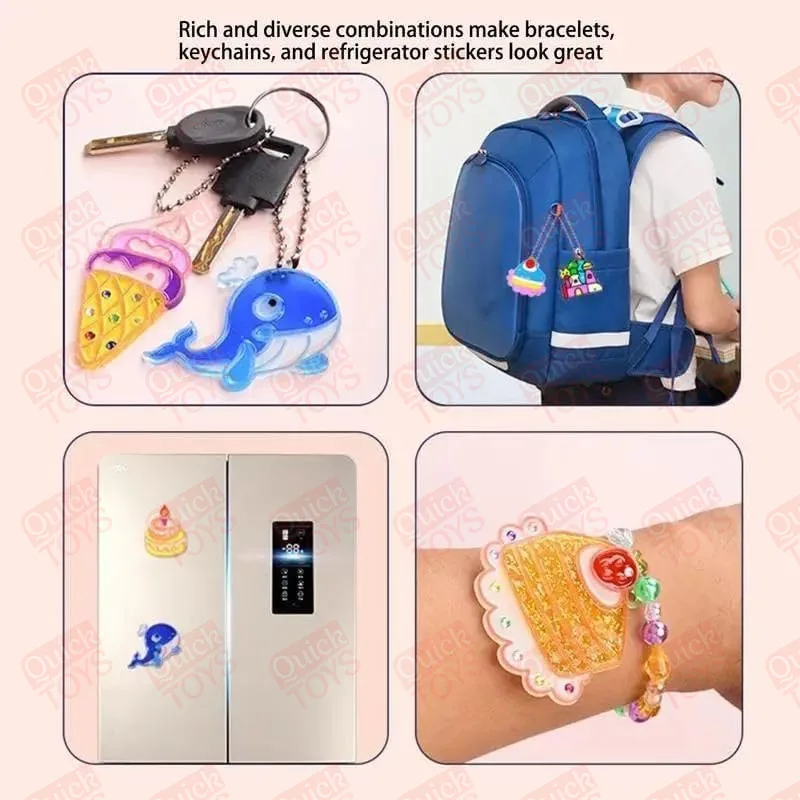 طقم رسم جل للأطفال، ألوان متعددة، لصنع ميداليات وأساور، مع قوالب تشكيل، وردي، لعمر 3 سنوات فأكثر - Image 2